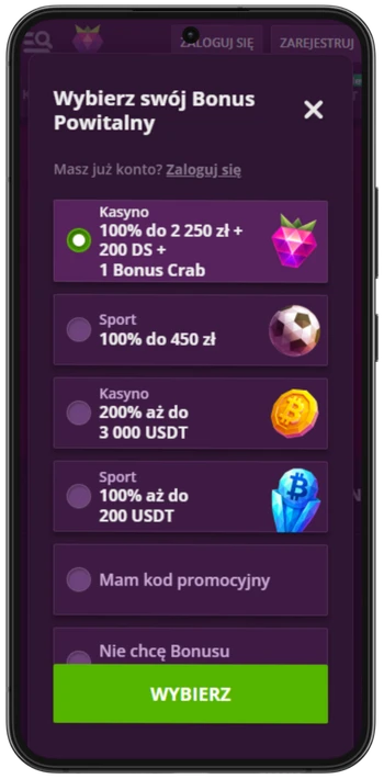 Malina Casino Bonus powitalny