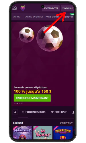 Cliquez sur le bouton d'inscription