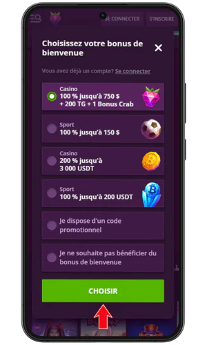 Sélectionnez un bonus