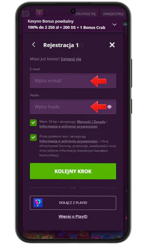 Podaj swój adres e-mail i hasło