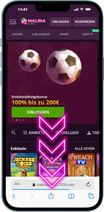 Malina Casino App Safari Share-Button