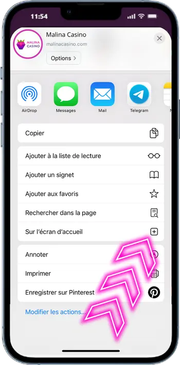 L'application Malina Casino ajoute un écran d'accueil