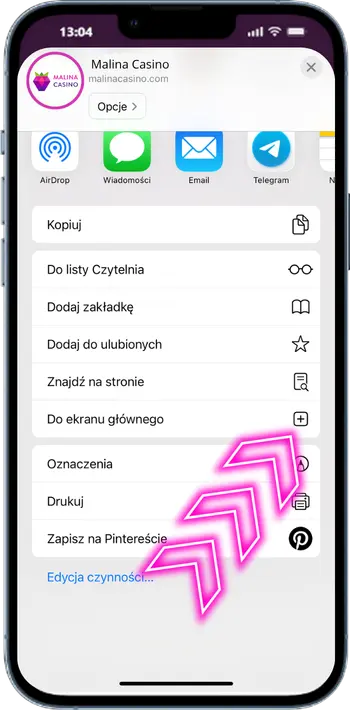 Aplikacja Malina Casino dodaje ekran główny
